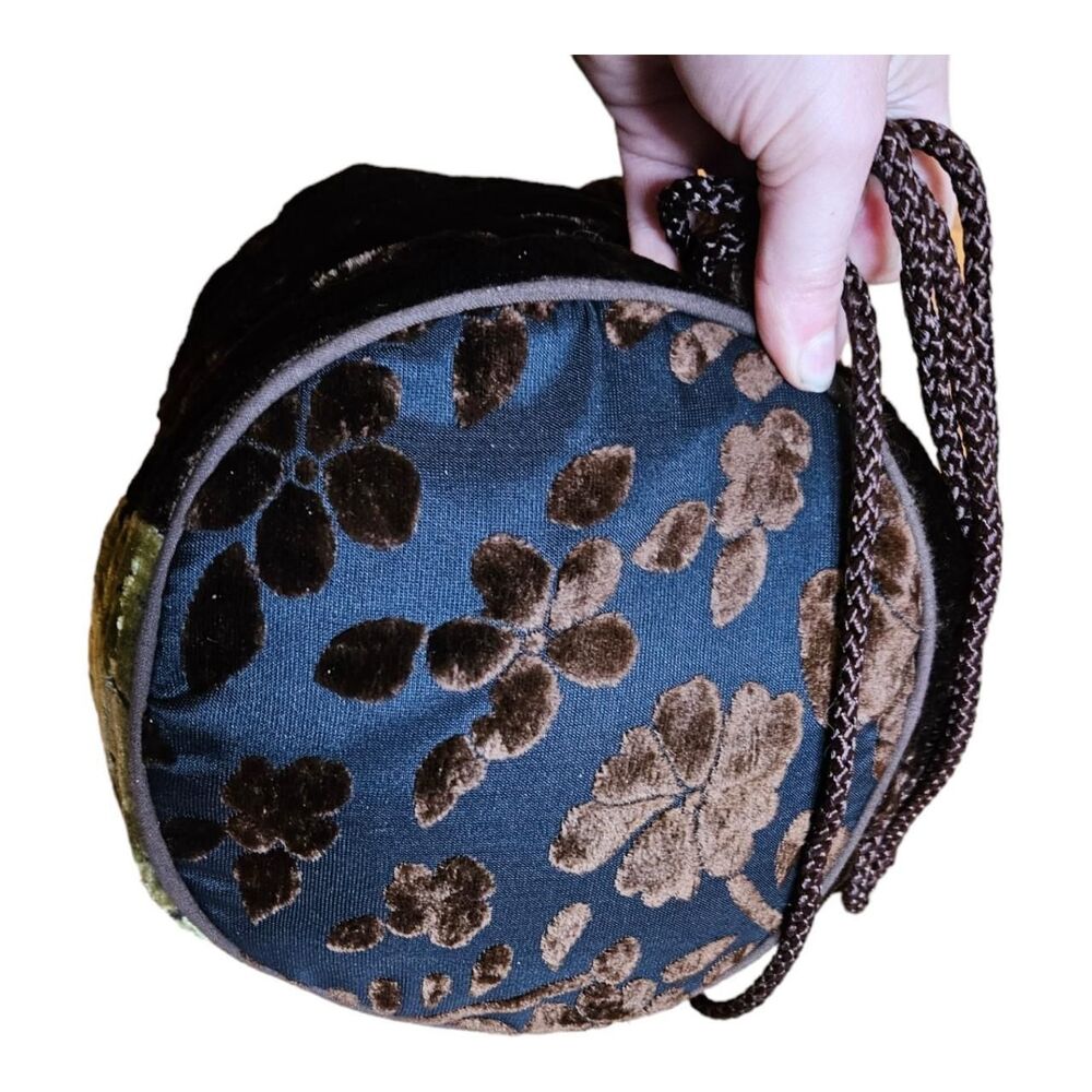 Brown & Orange Patchwork Velour Backpack / Sack - image 5